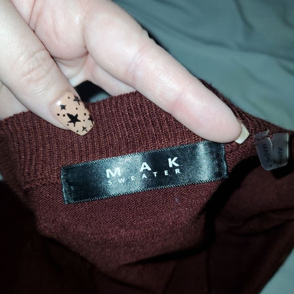 MAK Cropped Cardigan, Burgundy, Size M - Picture 2 of 4
